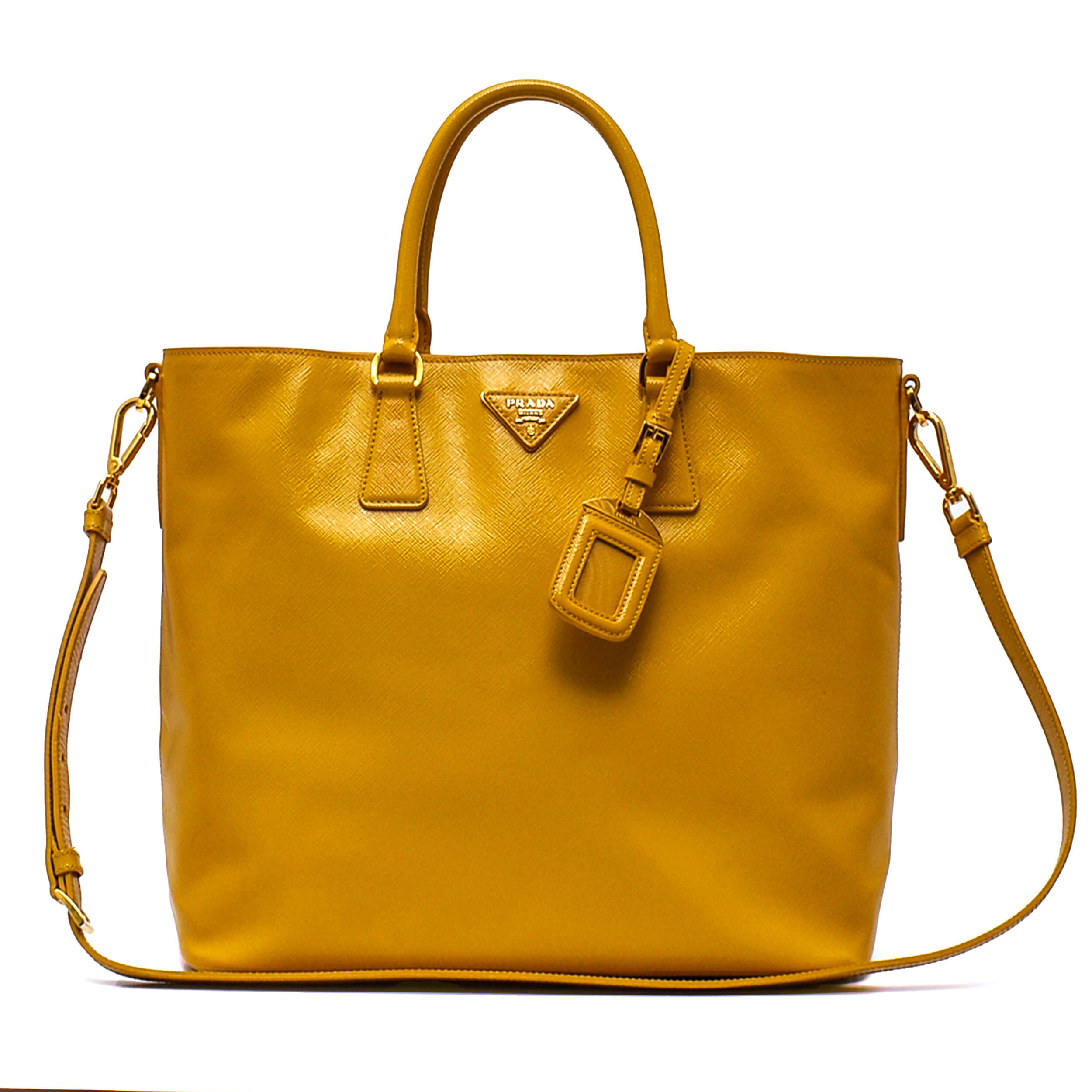 Prada - Mustard Vernice Saffiano Leather Vitello Daino Bag